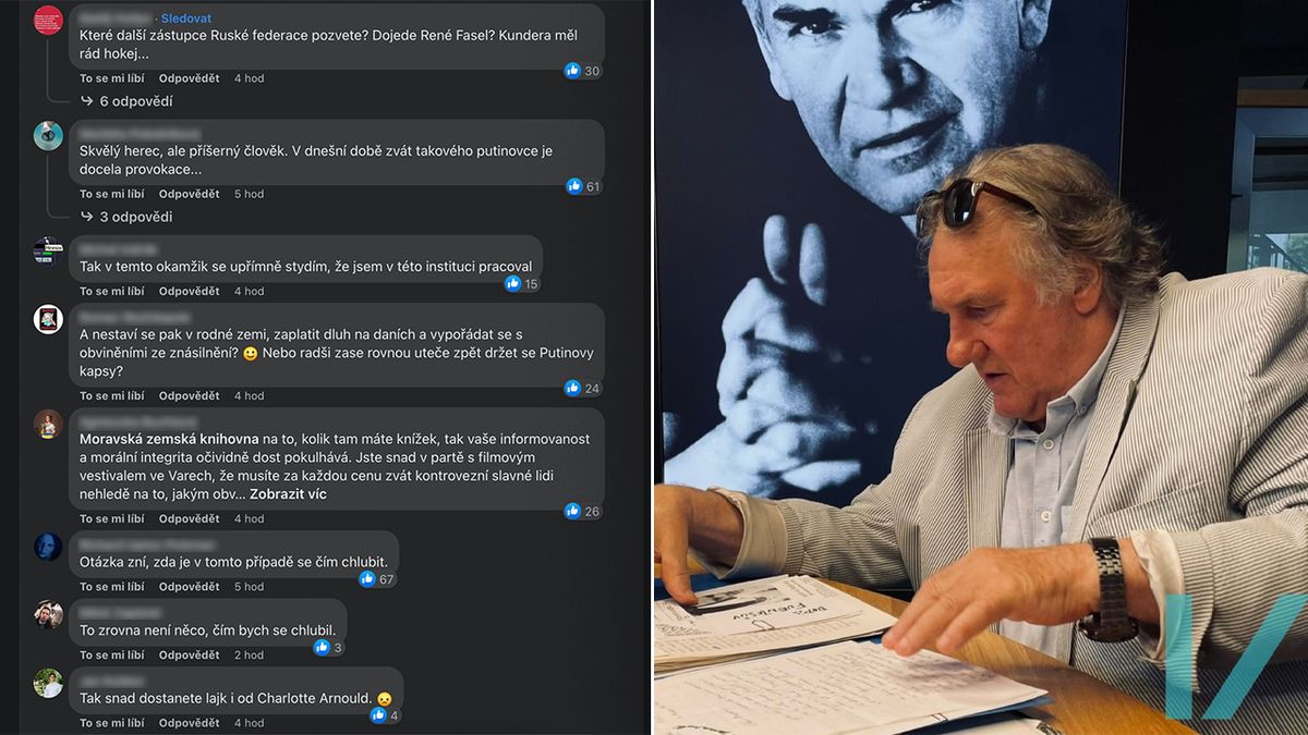 Brněnská Kunderova knihovna zveřejnila snímek, jak ji navštívil Depardieu. V diskusích pod ním je haló